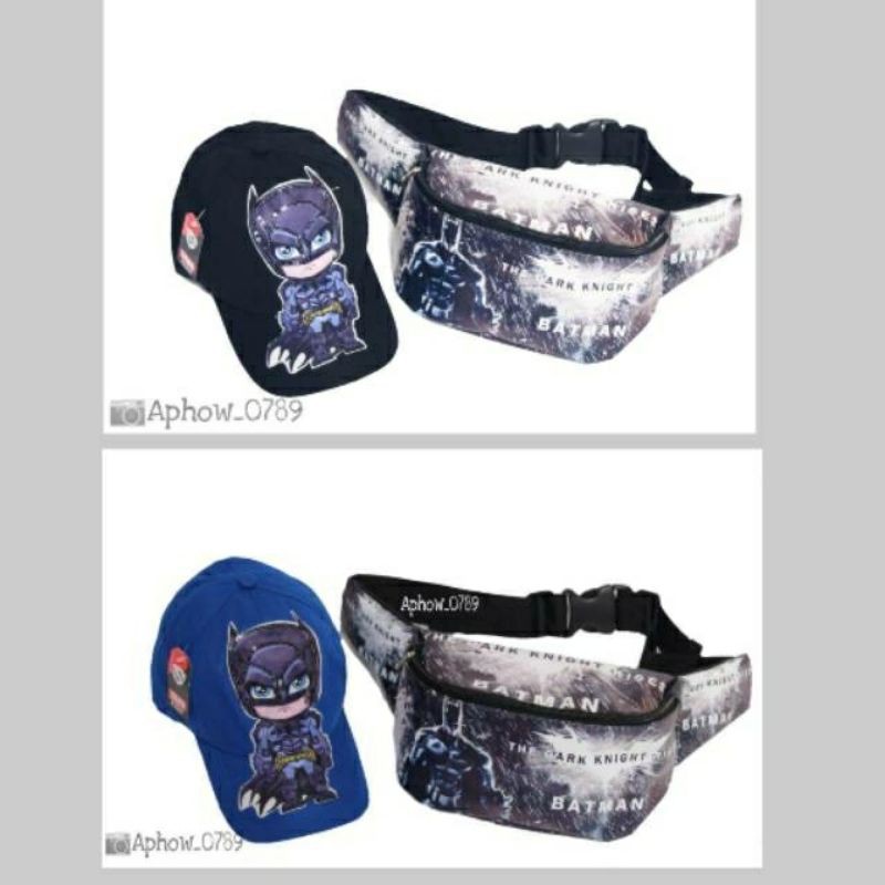 NSTORE_15 Paket Murah Waistbag Anak+Topi Anak Led KARAKTER BATMAN / terlaris Foto REALPICT