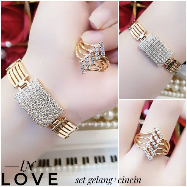 Xuping gelang dan cincin lapis emas 24k 0205i