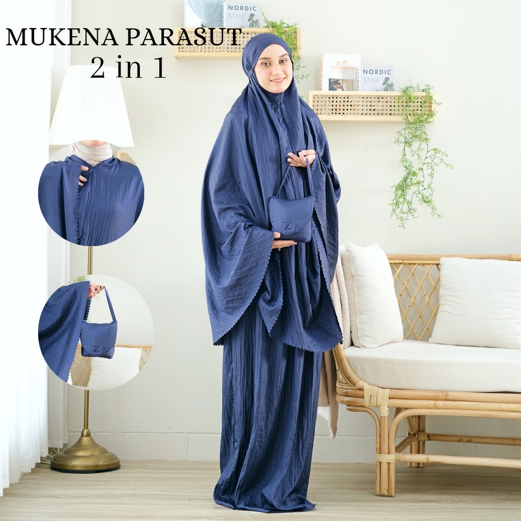 Mukena Parasut 2 in 1 Premium travelling size Ukuran jumbo