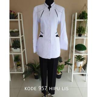 ATASAN SET BAJU  BLAZER PUTIH  HIPU LIS HITAM  DINAS  WANITA  