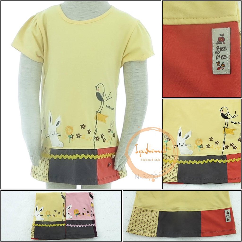 KAOS OBLONG ANAK PEREMPUAN LENGAN PENDEK GEENEE[N3290]