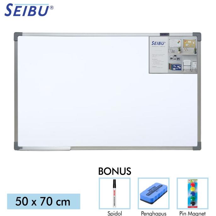 

---Terbartu--- Papan Tulis Whiteboard Gantung Magnet Single Face Seibu 50 x 70 cm