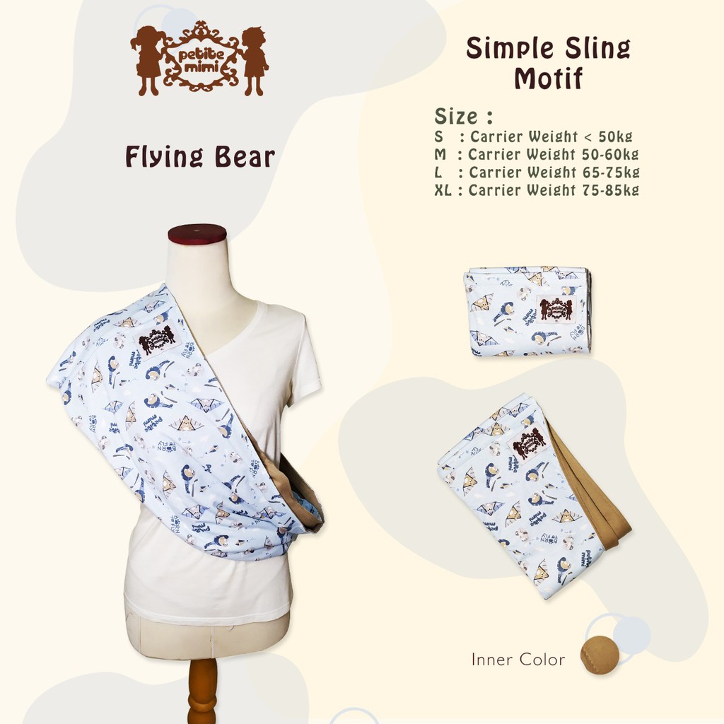 Petite Mimi Gendongan Kaos Simple Sling Motif Size M , L , XL