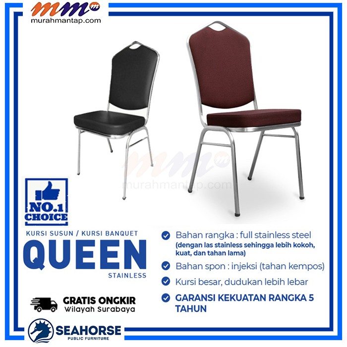 Kursi Susun / Kursi Makan / Kursi Aula / Kursi Kantor | Seahorse Queen  – Stainless