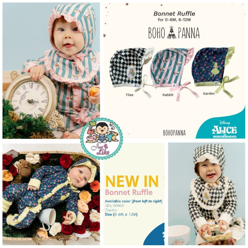 BohoPanna Bonet Ruffle Print Topi Renda Bayi / Anak / Bohobaby