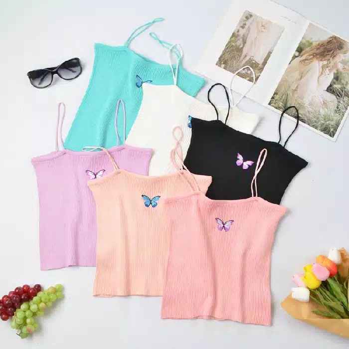 GSC - TANK TOP CROP BUTTERFLY BORDIR