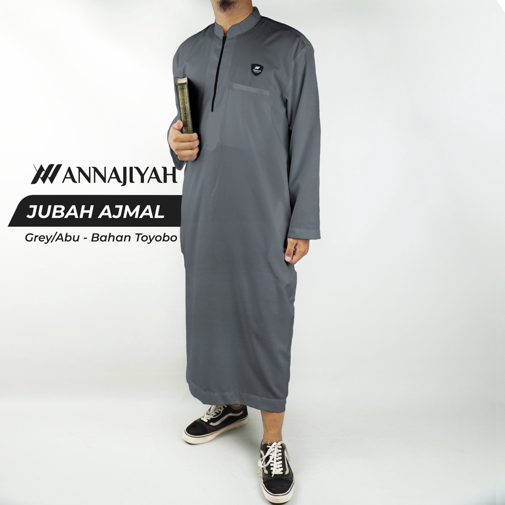 Jubah Gamis Pria Dewasa &amp; Remaja Ajmal Polos ANNAJIYAH Bahan Original Toyobo Premium