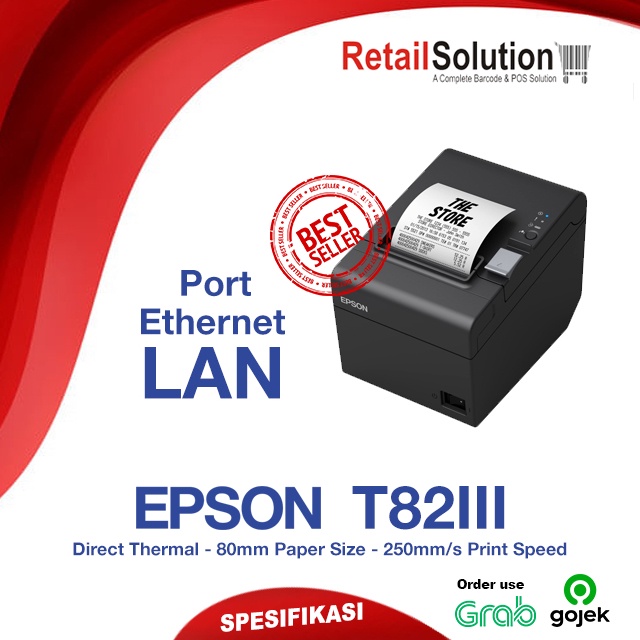 Printer Thermal Struk 80mm LAN - Epson TMT82III / TM-T82III / TMT82