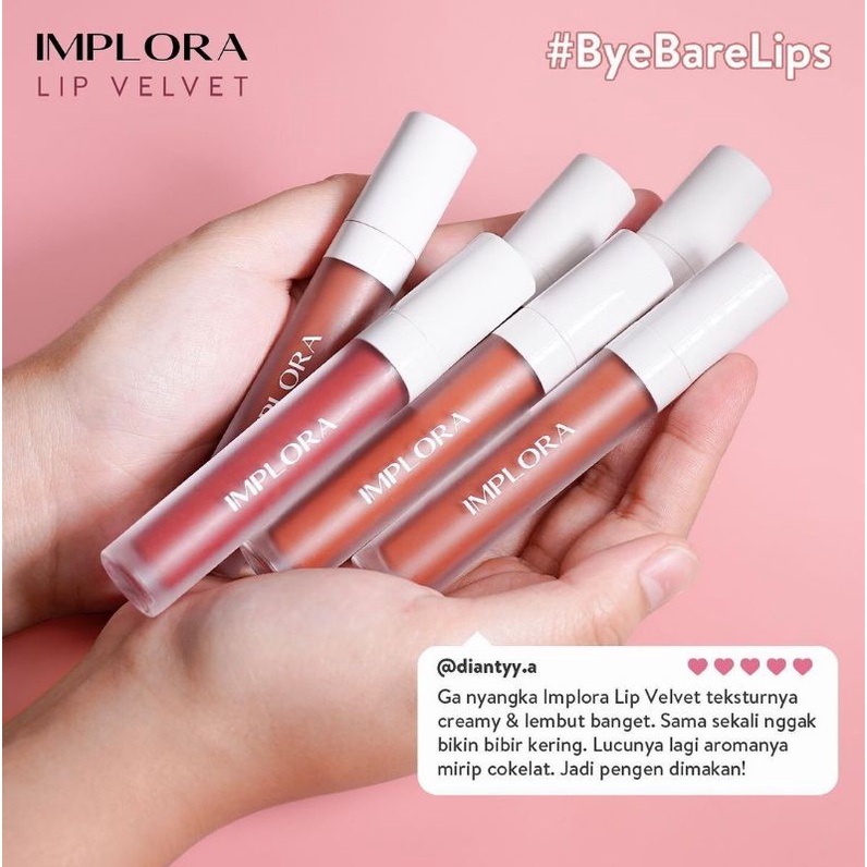 IMPLORA Lip Velvet 4,6 gram | Lip Cream Lipstik Lip Matte / kosmetik bibir BPOM HALAL
