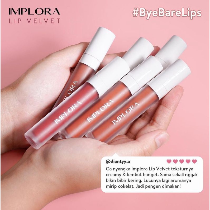 IMPLORA LIP VELVET MATTE LIPSTIK NUDE / Lip Cream Lip Matte Kosmetik Bibir BPOM HALAL