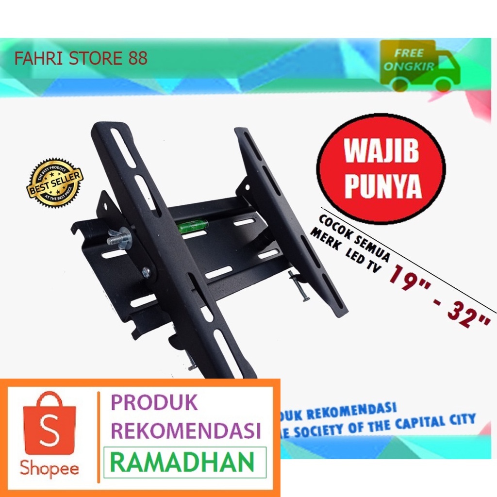 PROMO  BRACKET TV led  uk 19 sampai 32 inch PASTI COCOK BREKET TV dinding BRAKET TV semua merk breck