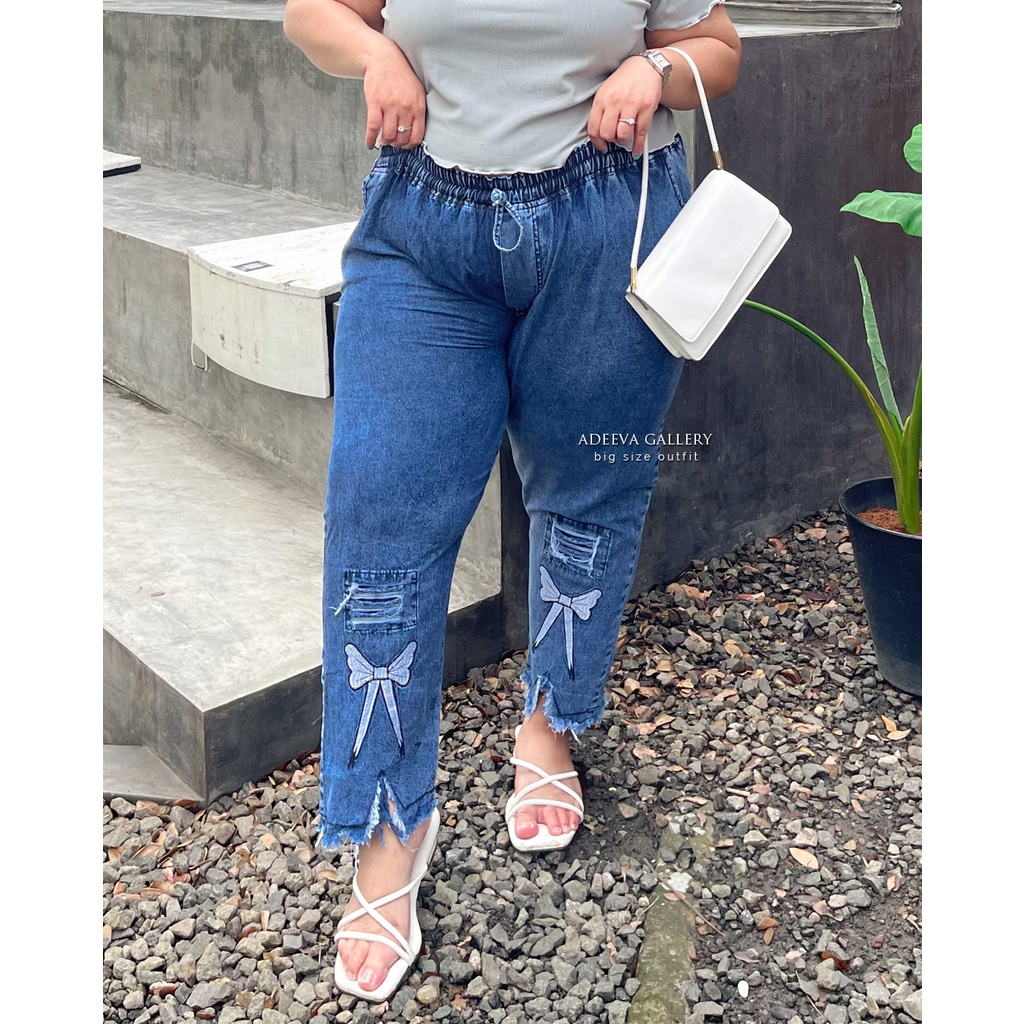 ADEEVA Claudya Pants Super Jumbo Celana Jeans Wanita Jumbo