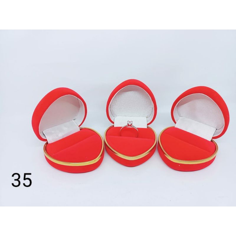 kotak perhiasan bentuk love lis gold &amp; bentuk peti harta karun/ kotak cincin bagus