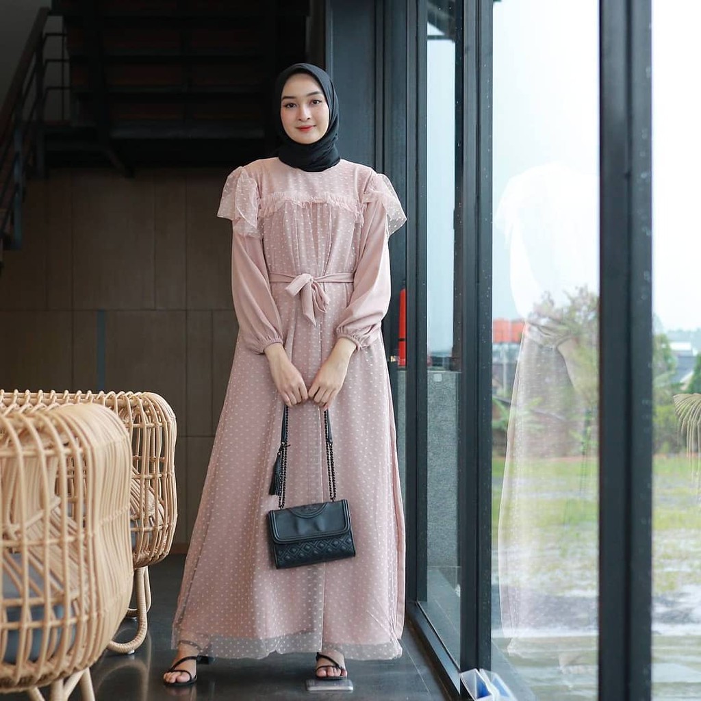 KAYLA DRESS Bahan Moscrepe Pakaina Wanita Gamis Panjang Terusan Gamis Wanita Dress Muslim Terbaru