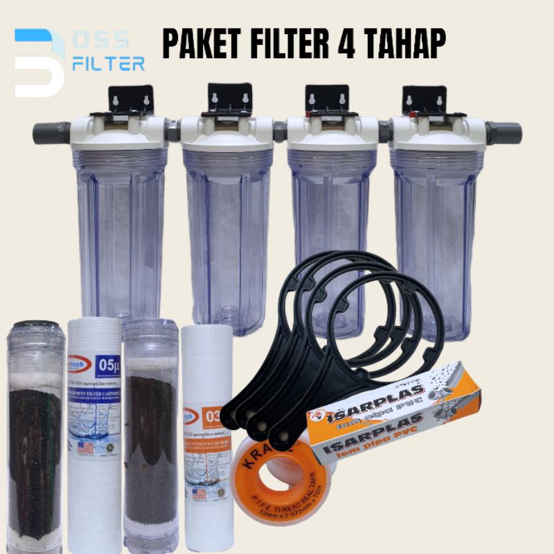 PAKET FILTER AIR SUMUR  4 TAHAPAN  / 4 SARINGAN FILTER AIR SIAP PAKAI