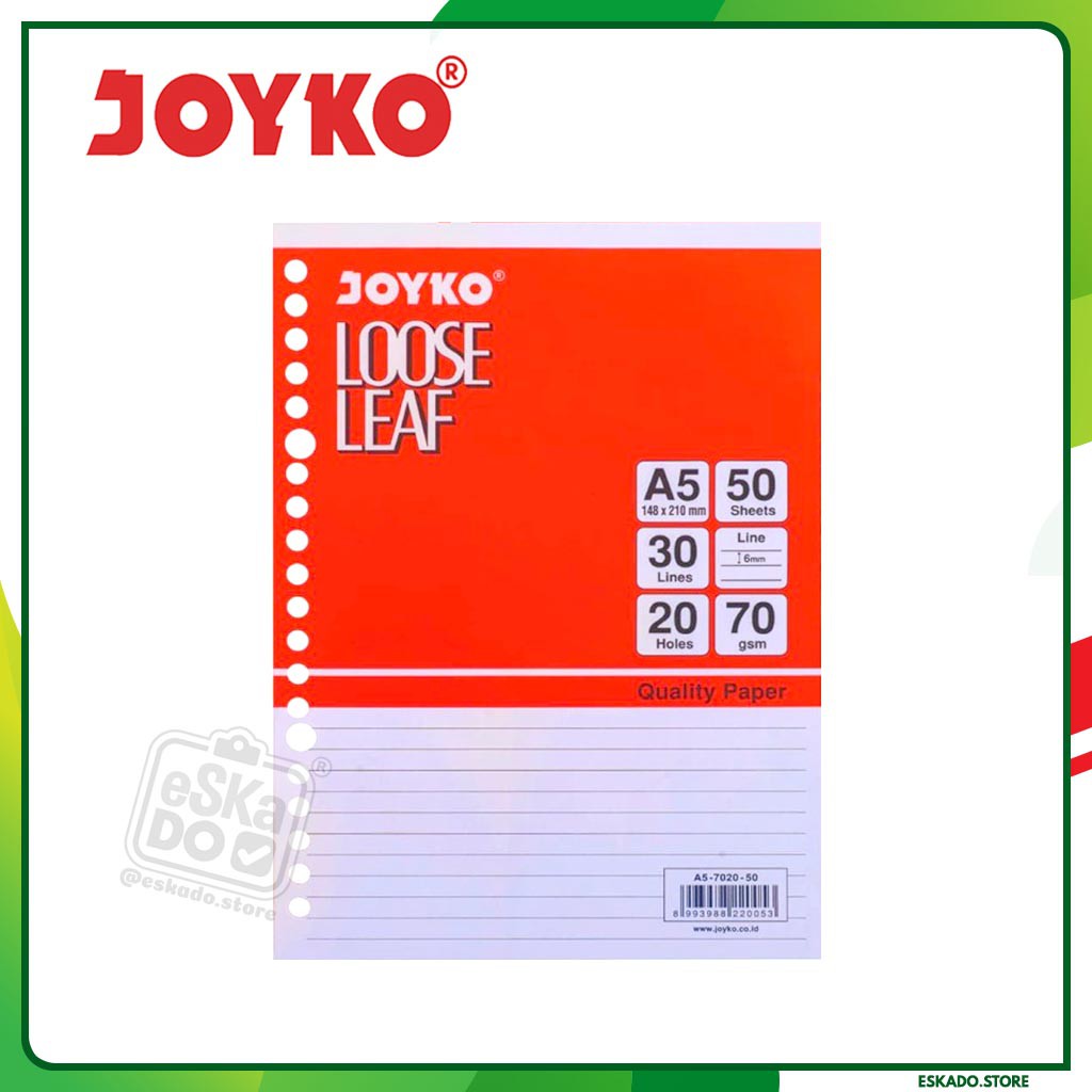 

Loose Leaf / Isi Kertas File / Binder Joyko A5-7020 / 100 Lembar