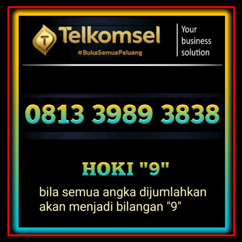 Nomor cantik Telkomsel berkualitas simPATI exclusive Hoki 9 special edition 3838