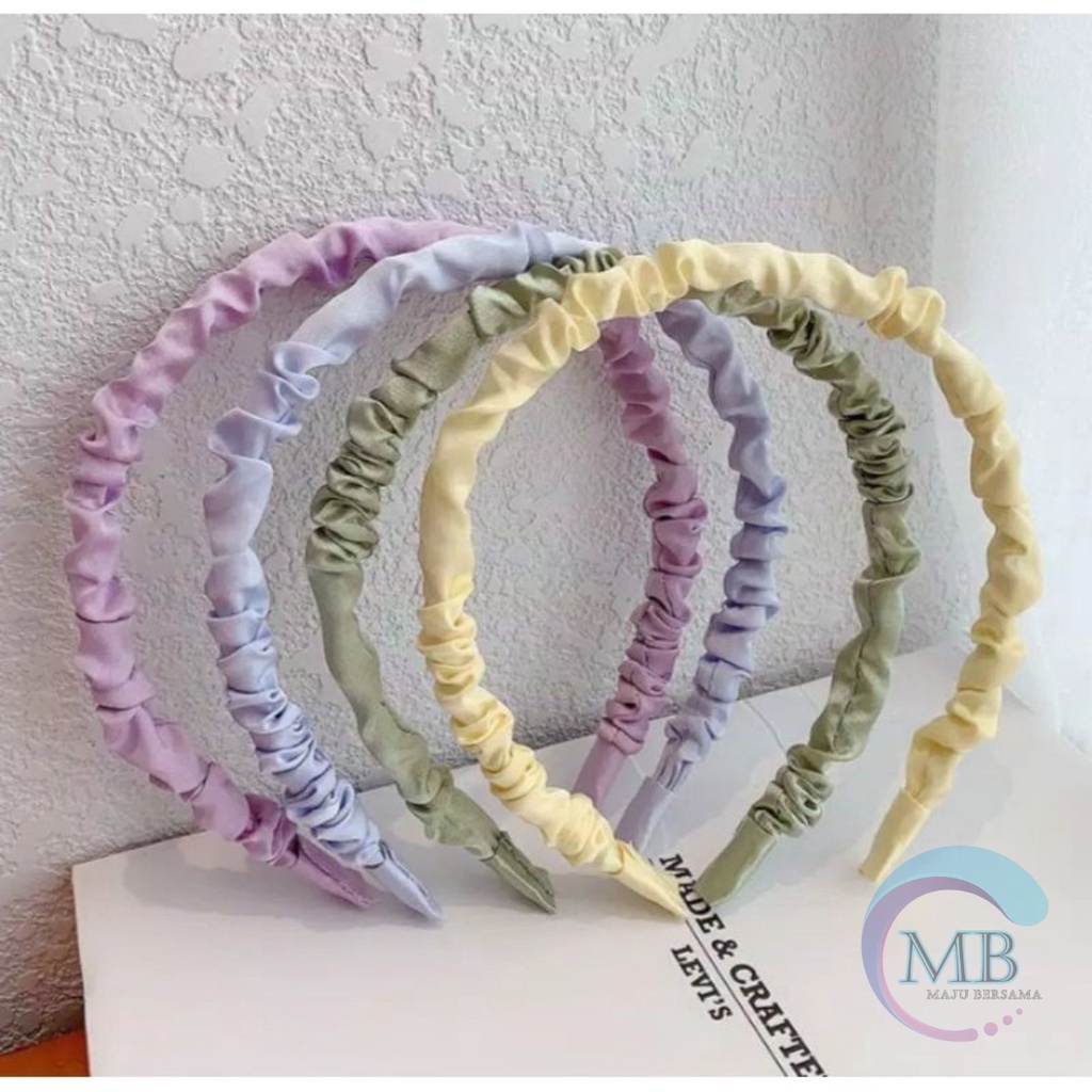 RT45 Scrunchie Bando Bandana Headband Scrunchie serut satin polos korea instant fashion wanita MB2611