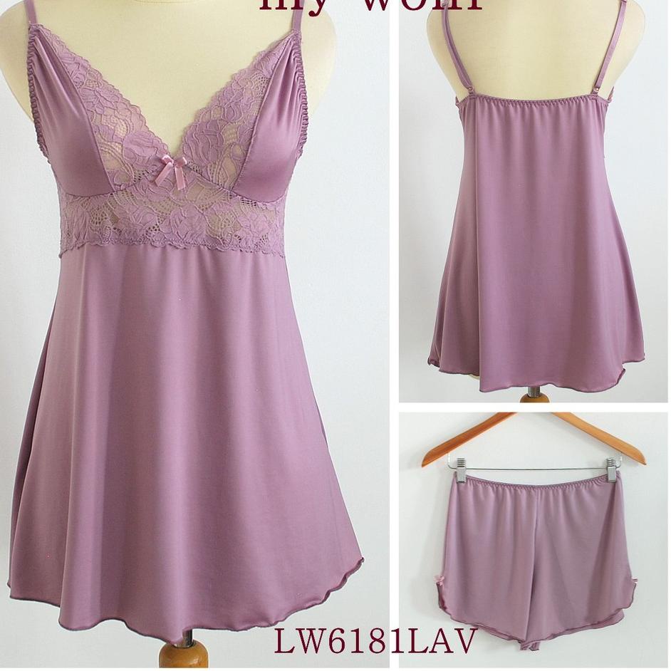 LINGERIE SETELAN LILY WOLFF, BAHAN  LEMBUT ELIS, LW6181LAV .