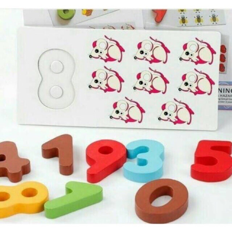 British wooden number puzzle - mainan edukasi - hadiah anak cewek cowok