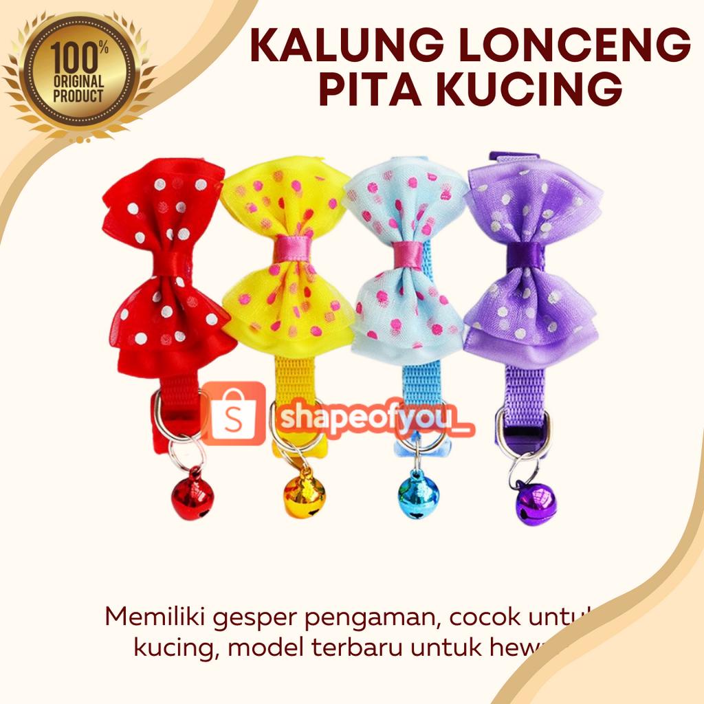 Kalung Kucing Pita Motif Love Lonceng Murah Lucu Aksesoris Untuk Kitten Anjing Cat Kelinci Colar Collar