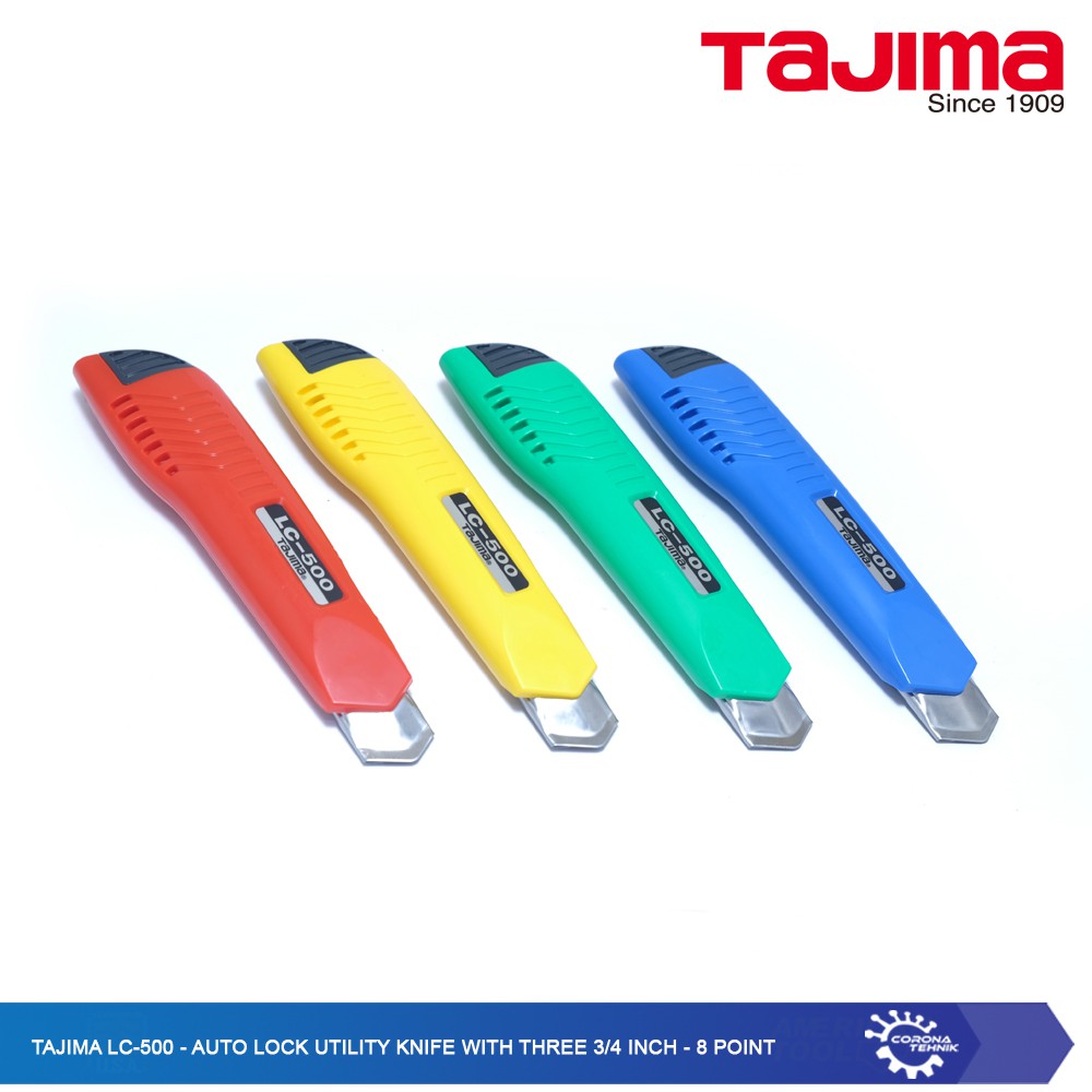 Tajima LC-500 - Auto Lock Utility Knife with Three 3/4 Inch - 8 Point