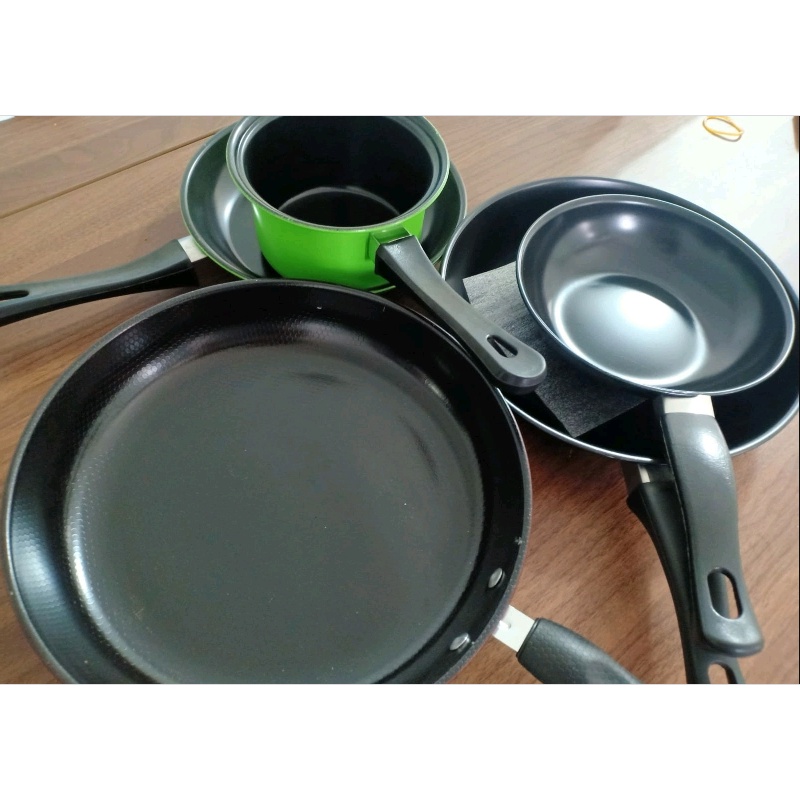 Big Promo Paket Hemat Panci Set 5 in 1 Panci Teflon serbaguna Fry Pan Milk Pan Murah