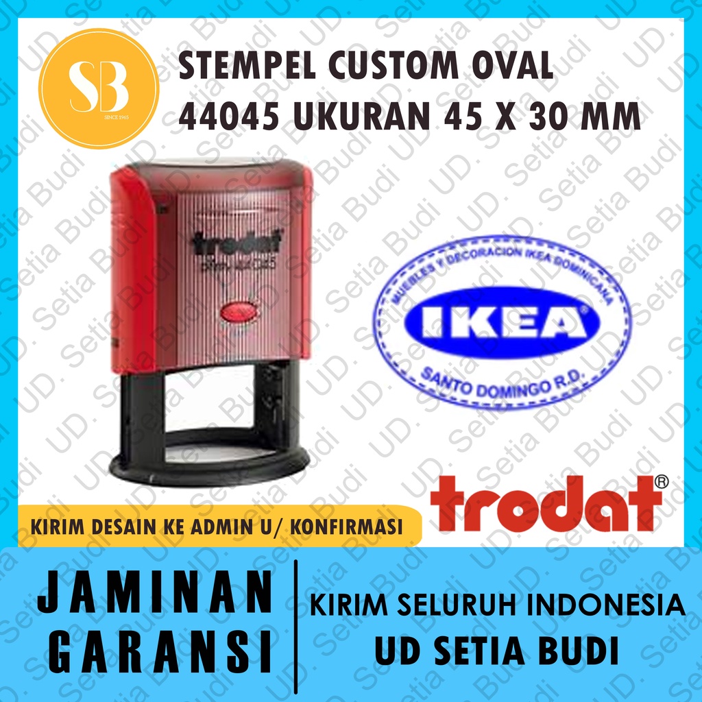 Stempel Trodat Custom Oval 44045 ukuran 45 x 30 mm