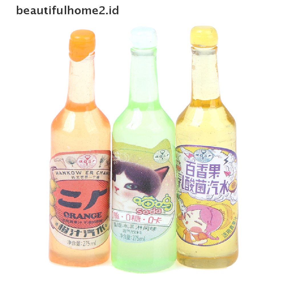 (Beautifulhome2.Id) 5pcs / Set Mainan Miniatur Botol Soda Skala 1: 12 Untuk Dekorasi Rumah Boneka