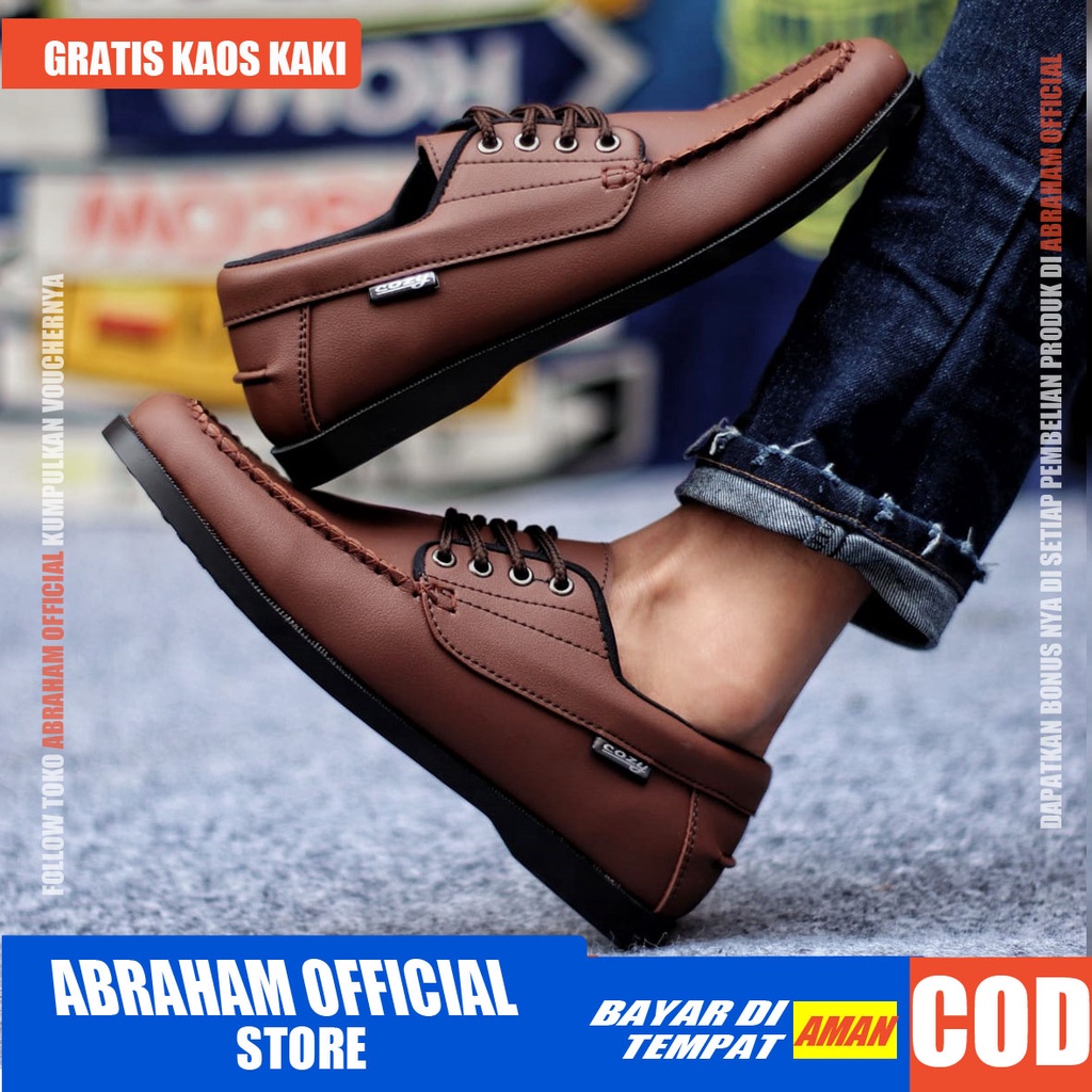 ABRHM X MONZI Sepatu Kasual Pria Sepatu Pria Casual Pantofel Kerja Kulit Pu Original Cowok