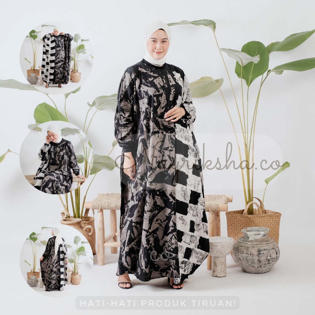 Kaftan Wanita Terbaru Twill Ori Premium Jumbo Motif Batik Malaman Kasual Brand Kolaborasi Nayriksha 