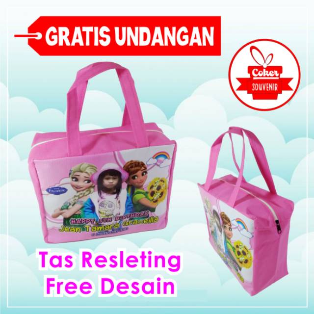 

Tas ultah resleting custom tema frozen