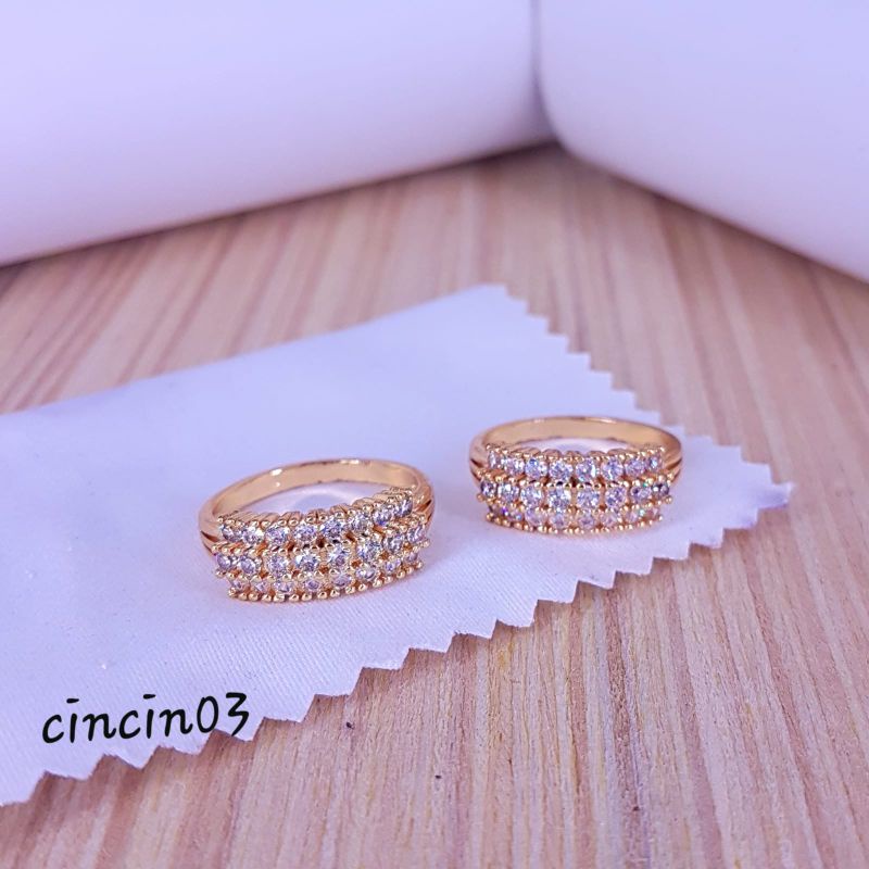 Cincin Baris 3 Warna Gold