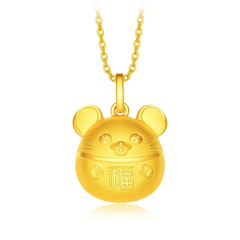 [Ready Stock]Fashion Personality Mouse Gold Plated Ball Pendant Cute Animal Necklace