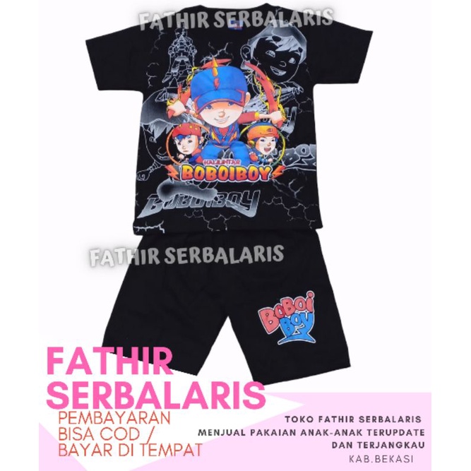 SETELAN BAJU ANAK BOBOIBOY GALAKXY THR MOVIE 2/ KAOS BOBOIBOY ANAK LAKI-LAKI HITAM