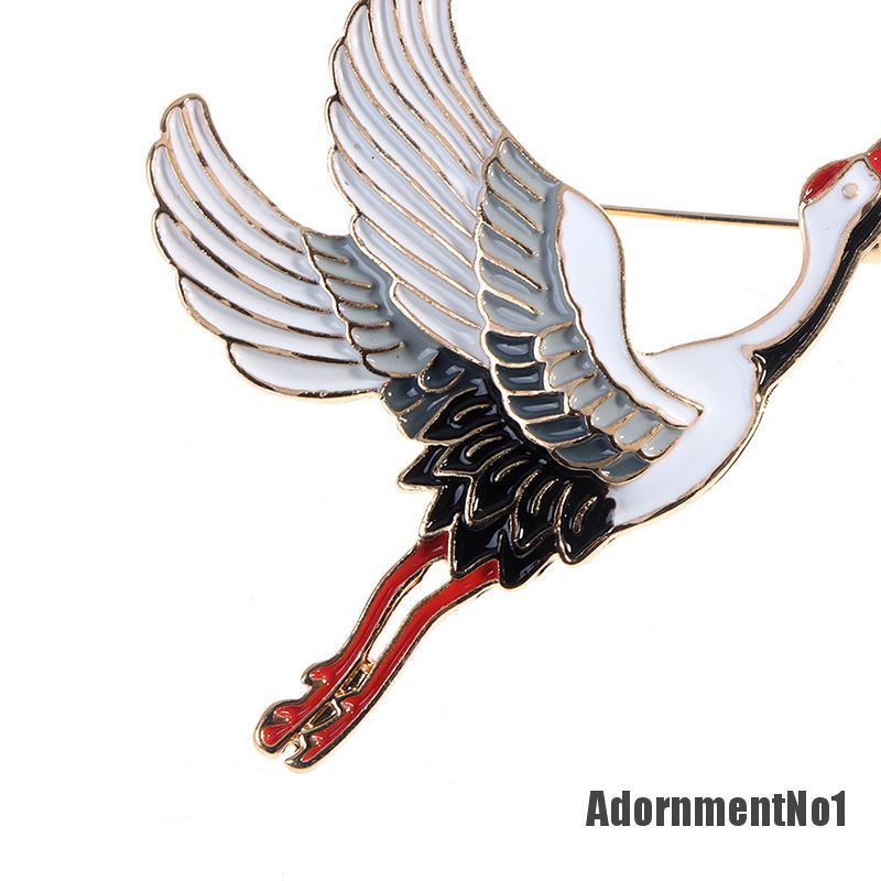 (Adornmentno1) 1pc Bros Pin Enamel Desain Burung Bangau Hias Mutiara Gaya Vintage Untuk Wanita