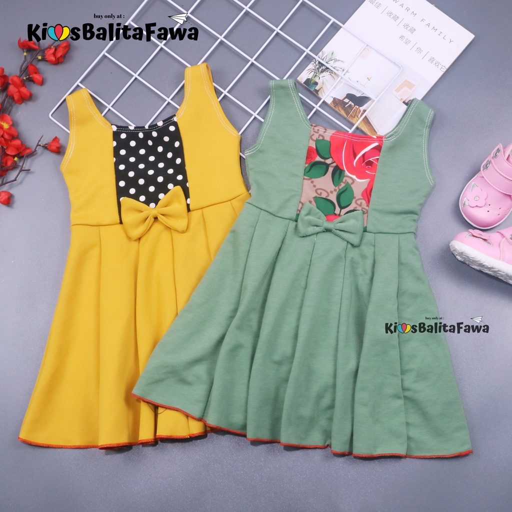 Dress Clairine uk Bayi - 7 Tahun / Baju Anak Perempuan Murah Dres Polos Yukensi Adem Pakaian Murah-1