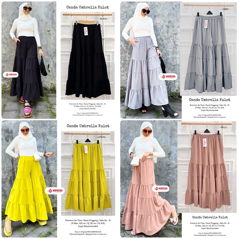 CANDA UMBRELLA KULOT / 23.6 / BAHAN PREMIUM AIRFLOW / ALLSIZE FIT XXL / CELANA WANITA JUMBO / MARVELOUS