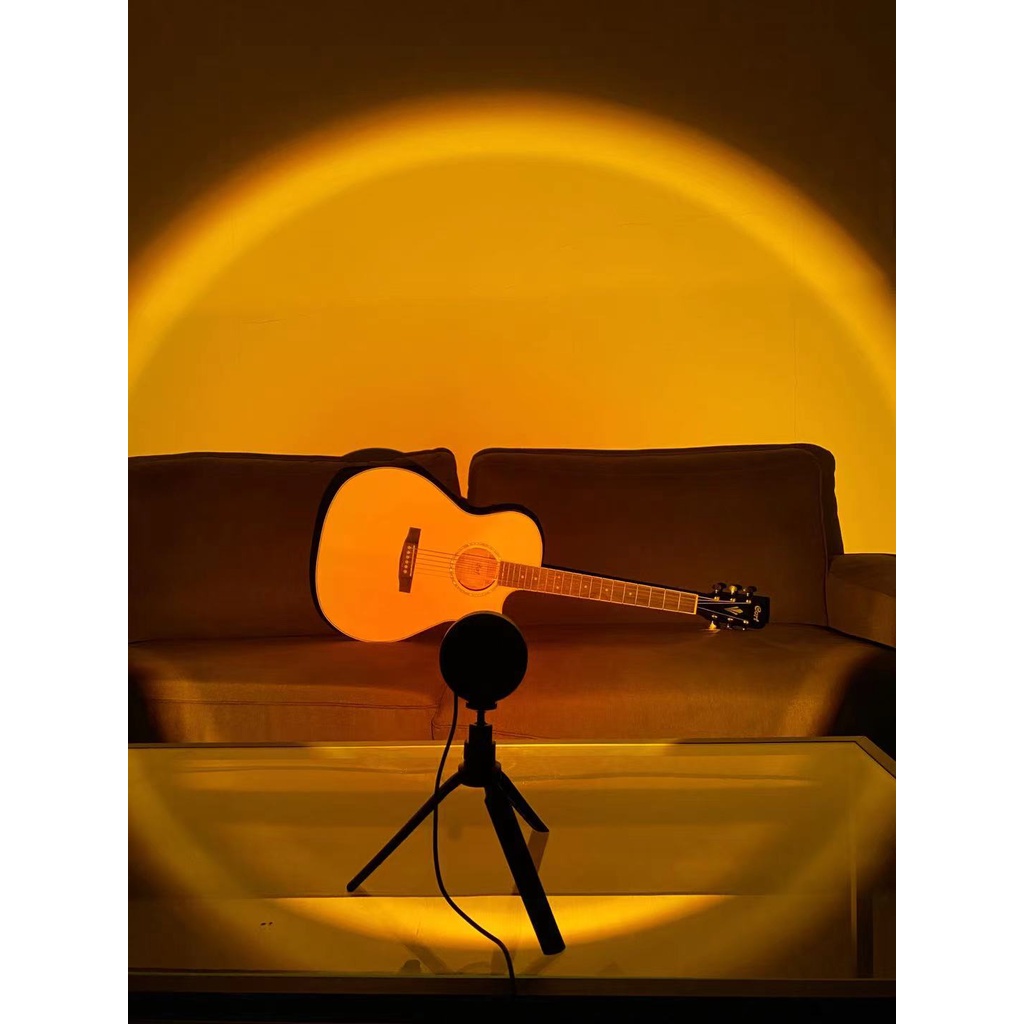 JACKSHOP Lampu Sunset Lampu Fill Proyektor Lampu Tidur Led  Warna Pelangi Sunset Red