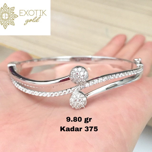 Gelang emas putih diamond look kadar375