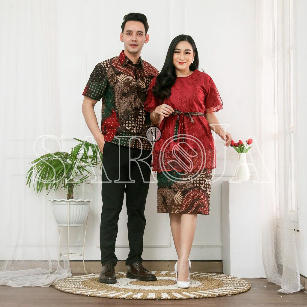 SAROJA | Couple Keluarga Family Set Rnb Brukat Aalona | Couple Baju Natal Mewah |Dress Natal Wanita Kekinian | Baju Natal Couple Keluarga Ayah Ibu Anak | Baju Natal Couple Pasangan | Baju Natal Anak Perempuan | Baju Natal Keluarga