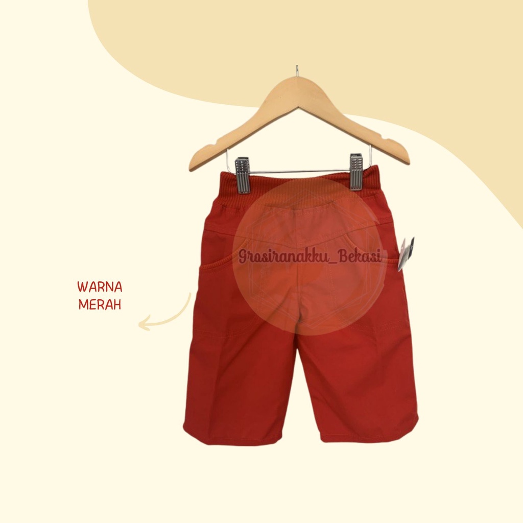 Celana Cargo Anak 7/8 Merah Size 3-5Tahun