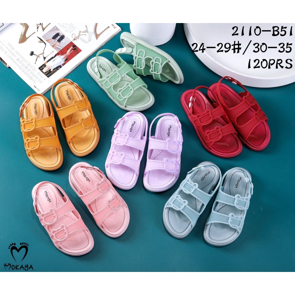 Sandal Anak Perempuan Import Bahan Karet Motif Tali Warna Ban 2 Size 30-35