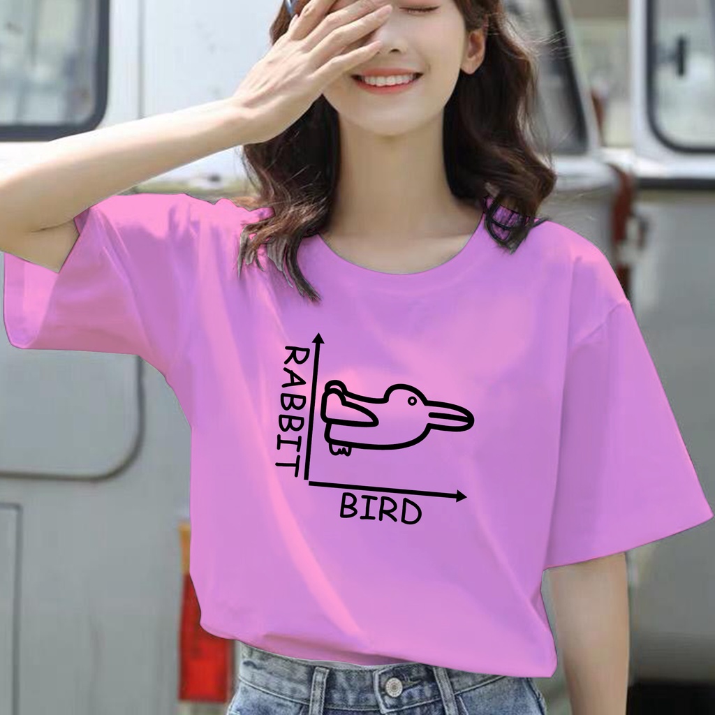 CALVIERO SHOP - BAJU KAOS ATASAN WANITA PRINT RABBIT BIRD