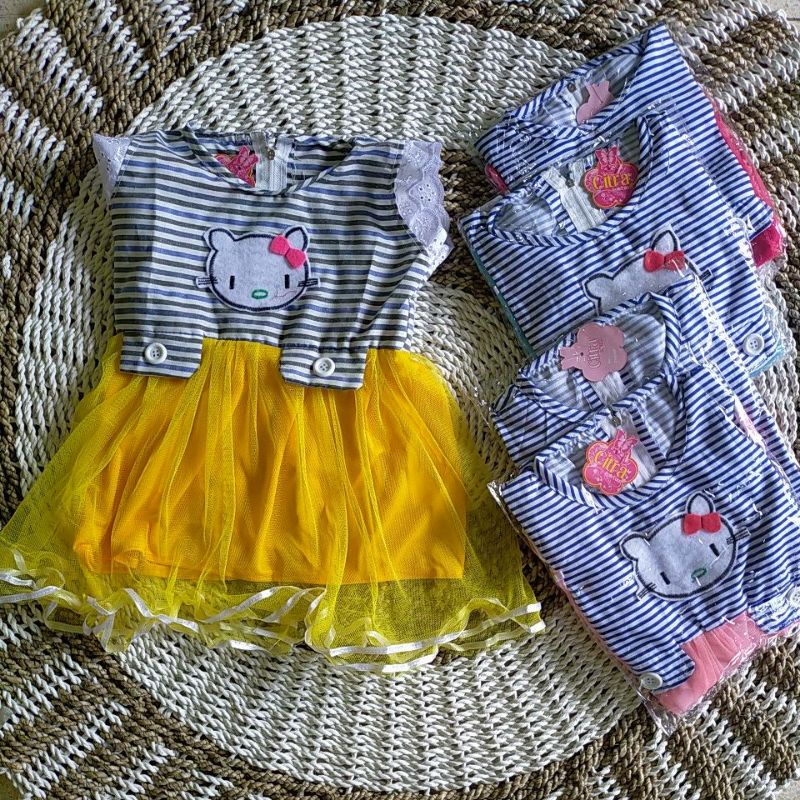 Dress Tutu Hello kitty / Kombinasi katun Tile Lembut.