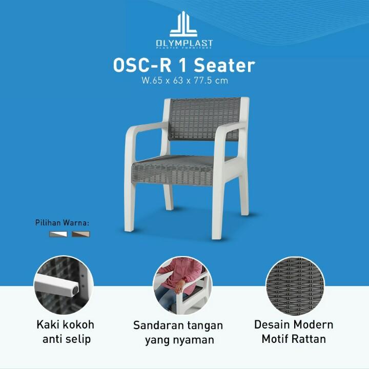 (CARGO) Olymplast OSC-R 1 Seater Kursi Sofa Santai Rotan Chair Plastik Kursi Taman Outdoor Plastik M