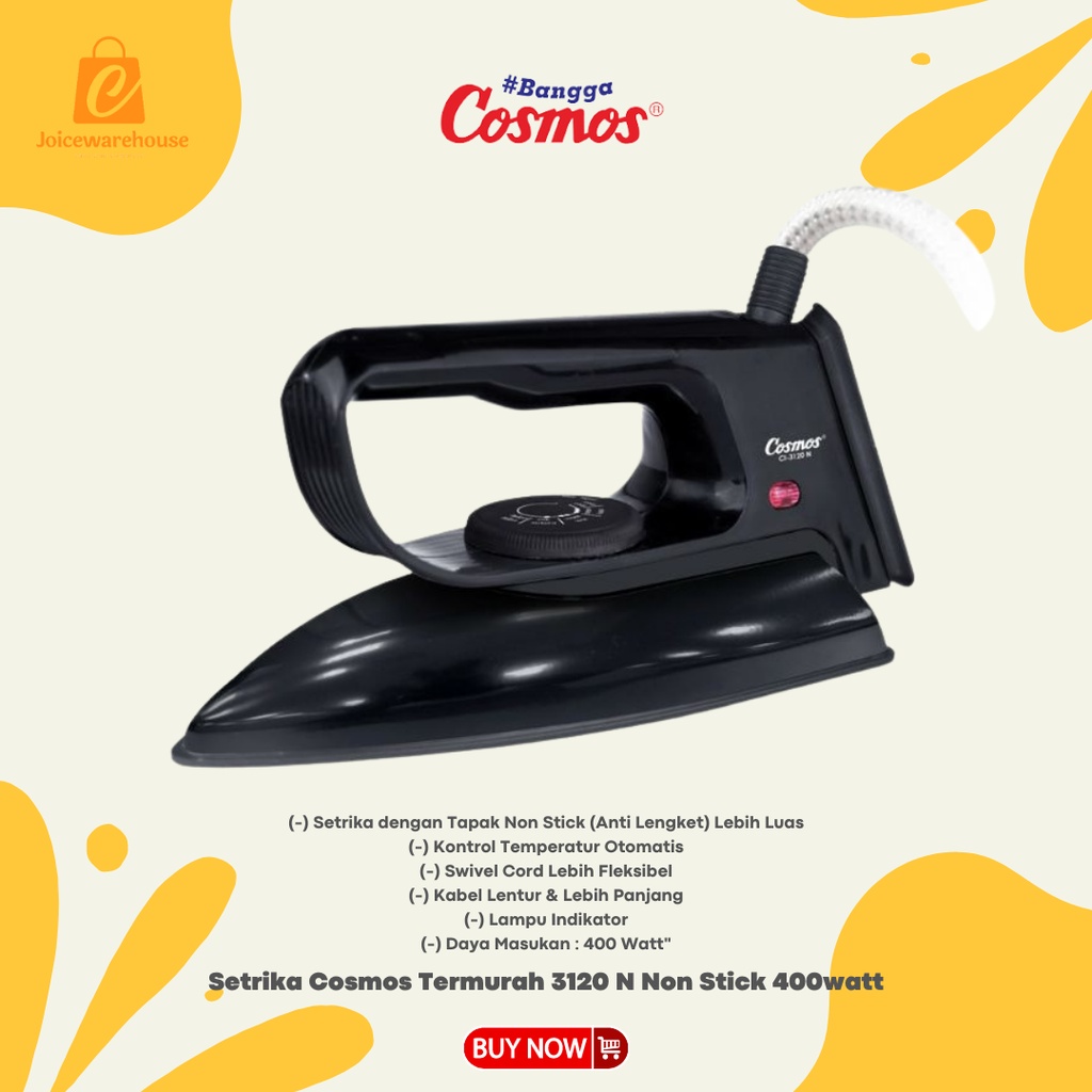 Setrika Cosmos Termurah 3120 N Non Stick 400watt Garansi Resmi