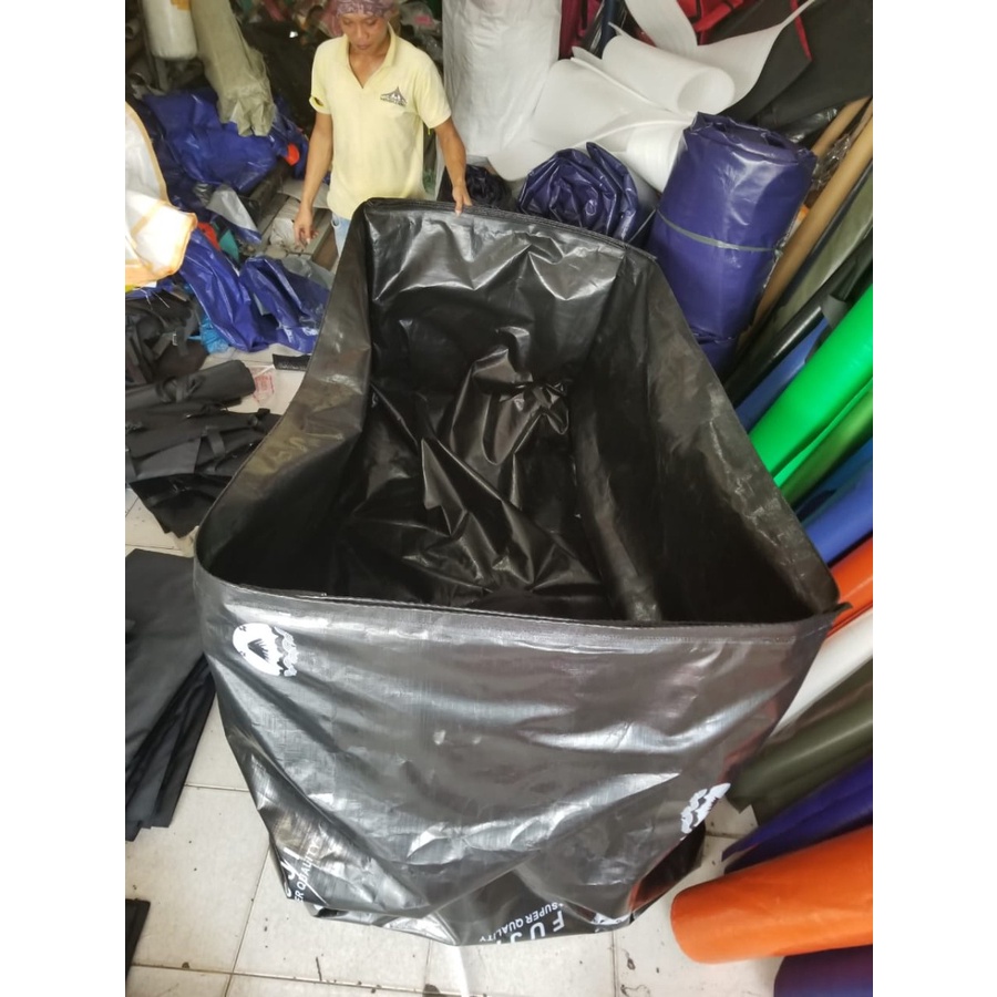 terpal kolam uk. 3x1x1 bahan terpal ulin semi karet hitam