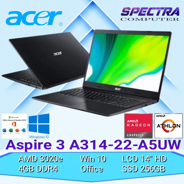 ACER Aspire 3 A314-22-A5UW - AMD 3020e - 4GB - SSD 256G - Win OHS 2019