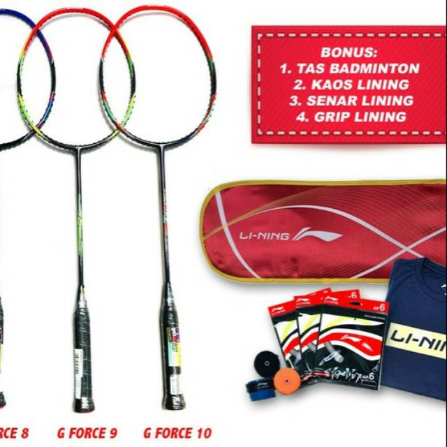 ORIGINAL LI-NING G FORCE 8 9 10 RAKET BADMINTON